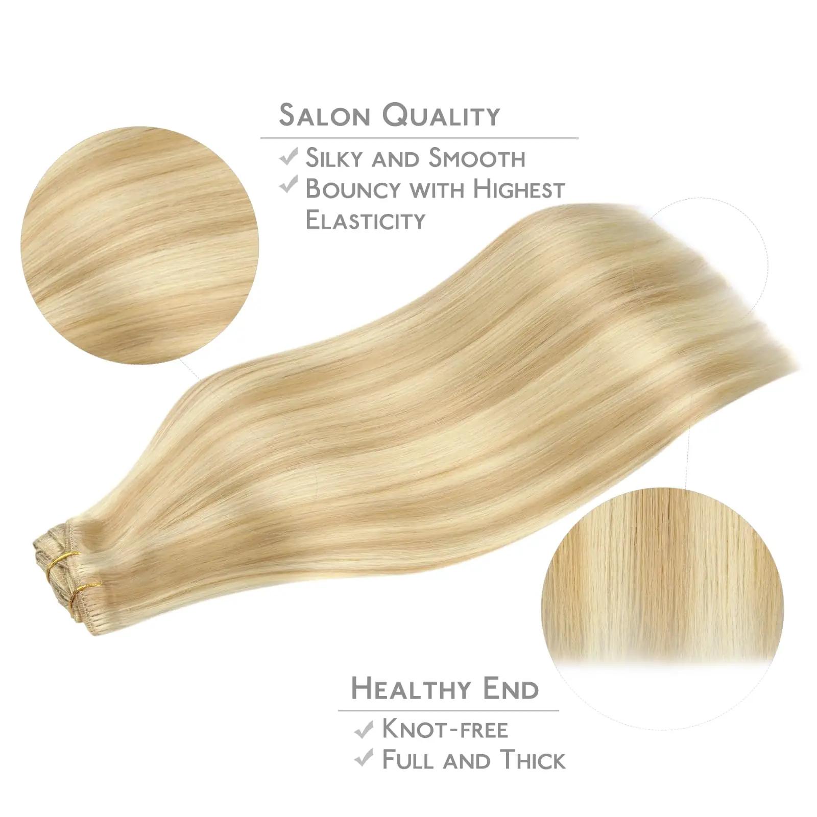 Wennalife ehtne juuksepikendus 35 cm – naturaalne kuldblond – kasutusnäide