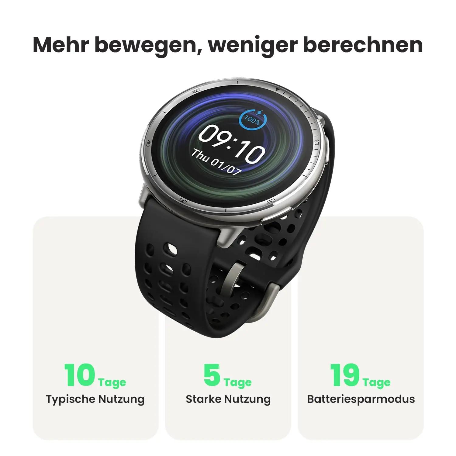 Amazfit nutikell 44 mm — sportlik disain ja püsiv aku – pakend ja tarvikud