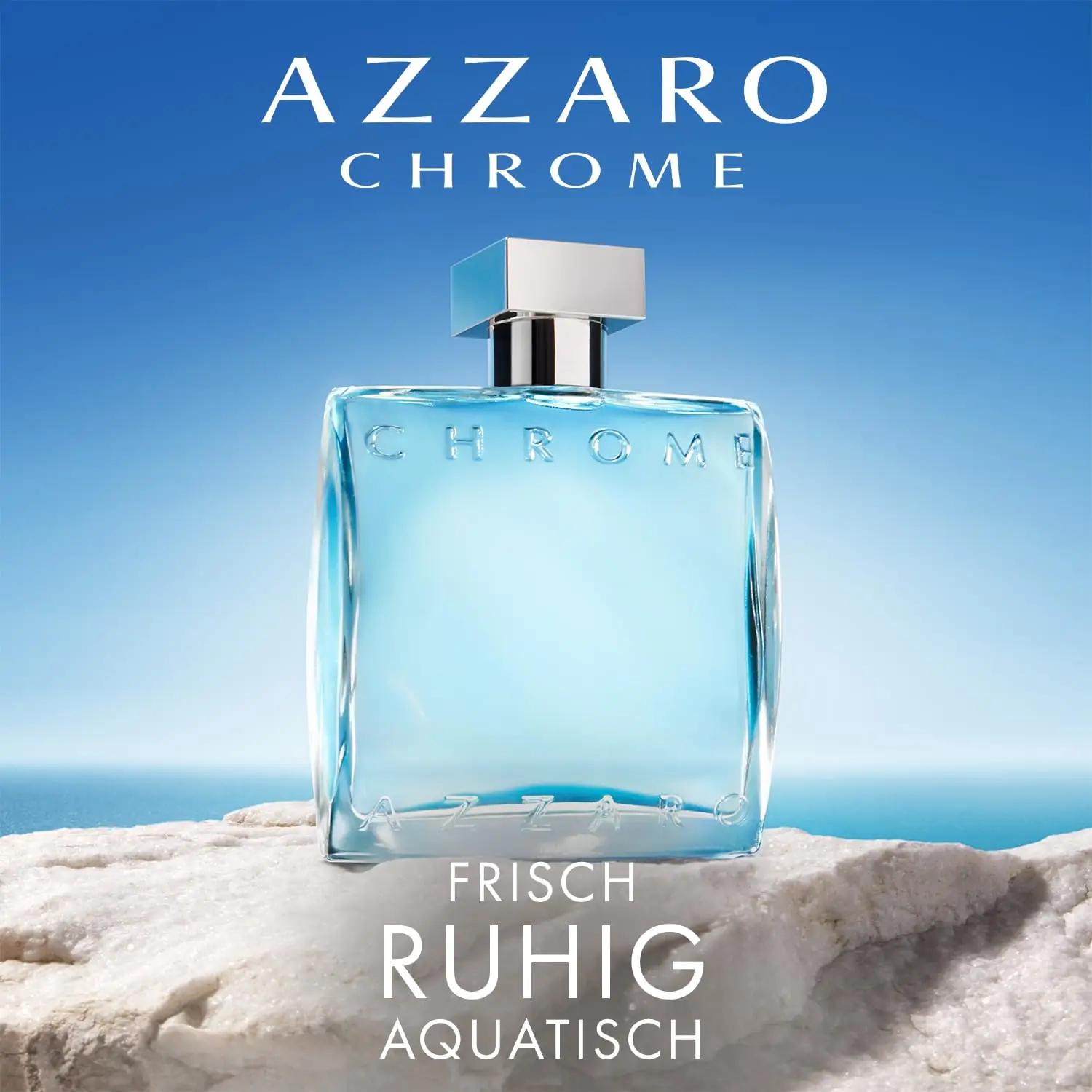 Azzaro Chrome 50 ml – värskendav meesparfüüm kingiidee – pakend ja tarvikud