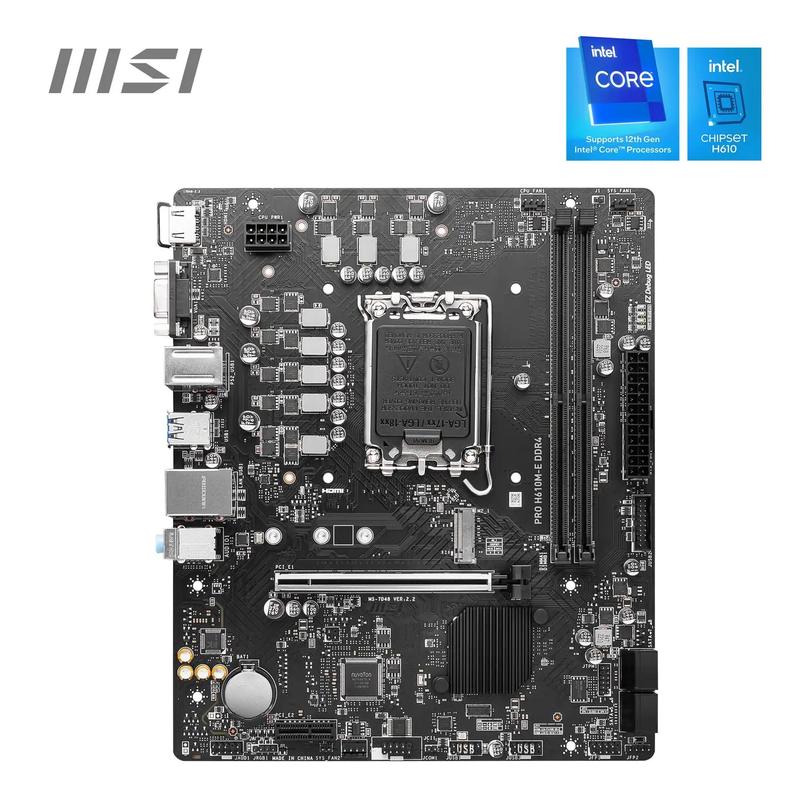 MSI PRO H610M-E DDR4 emaplaat – töökindel Micro-ATX valik – detailne vaade