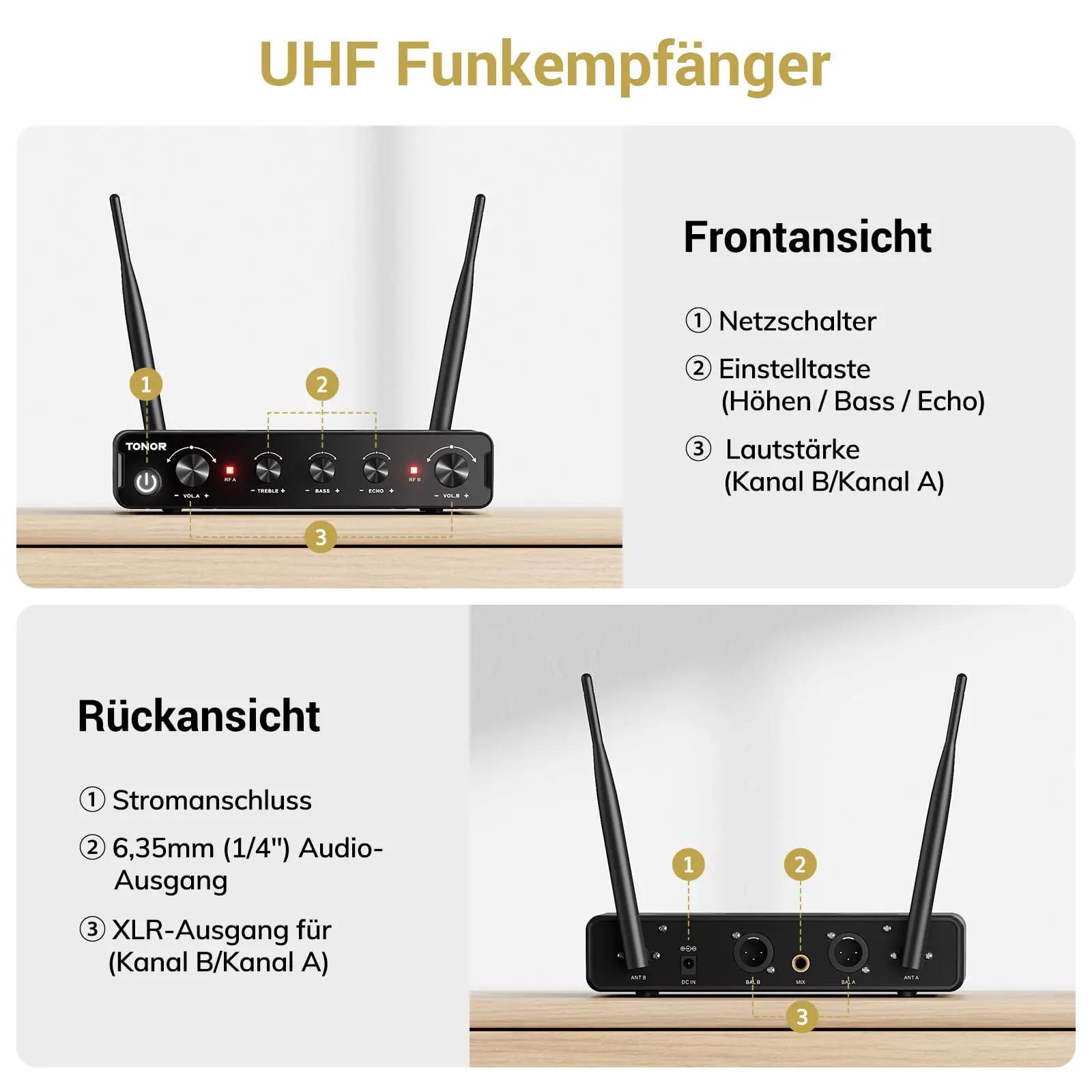 TONOR juhtmevabad esinemismikrofonid punane komplekt – pilt 7