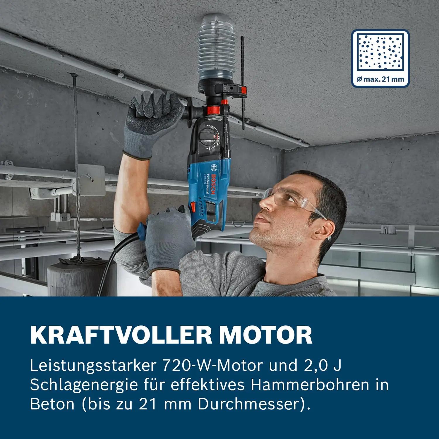 Bosch Professional tugev boorvasar GBH 2-21 koos lisatarvikutega – pakend ja tarvikud