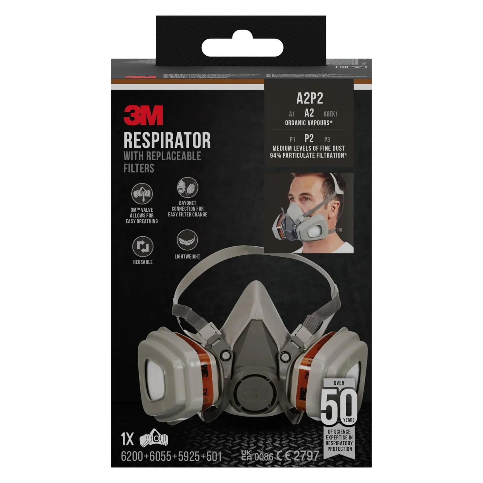 3M vastupidav kummist poolmask värvitöödeks — mugav kaitse – pilt 6