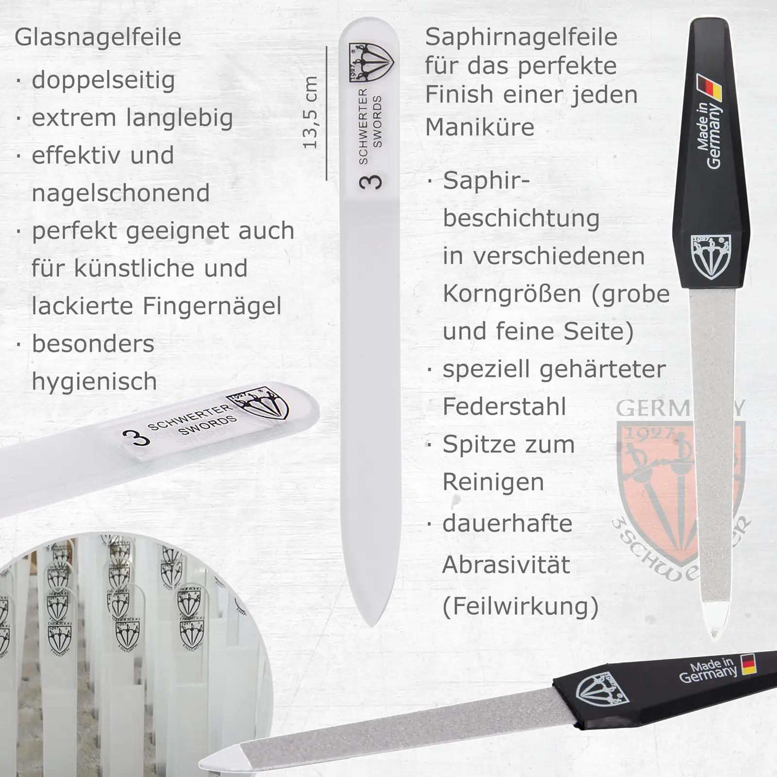 Drei Schwerter 10-osaline nahkimitatsioon maniküürikomplekt – kasutusnäide