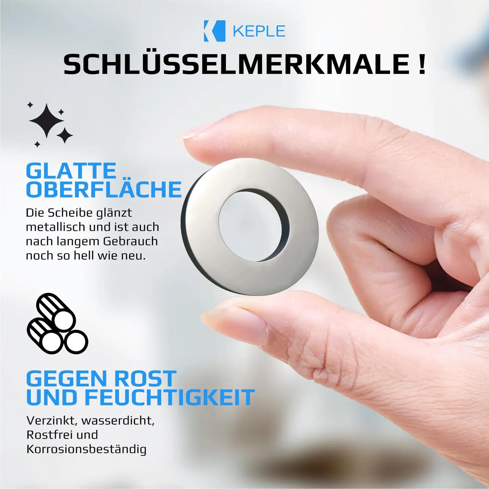 Keple P-ISO7089-M24-ZN-P1 tasased alusketad – detailne lähivaade