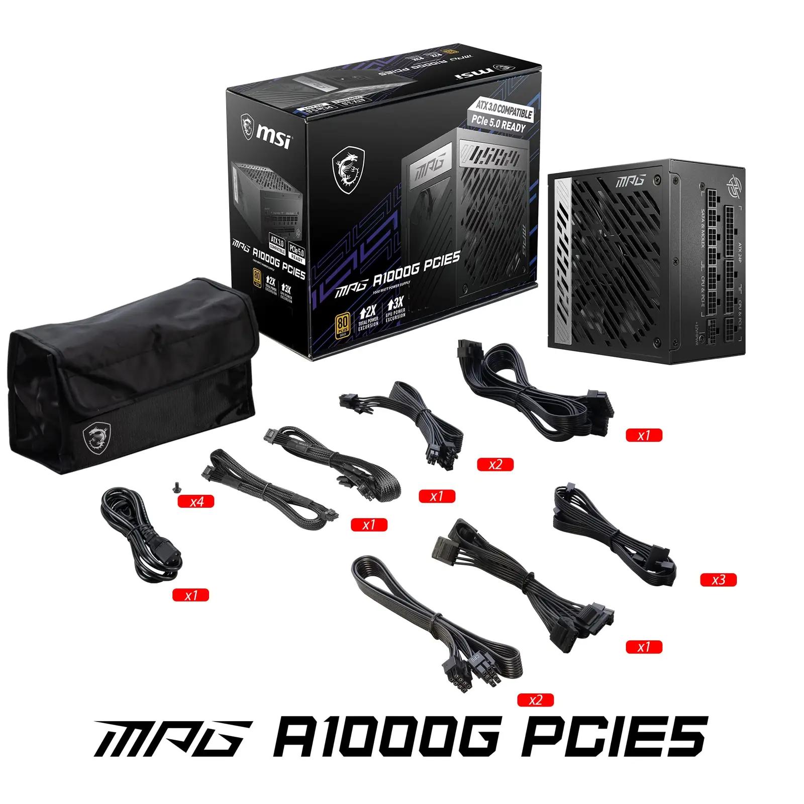 MSI jõuline 1000W kuldne toiteplokk – modulaarne ATX 3.0 – pilt 6