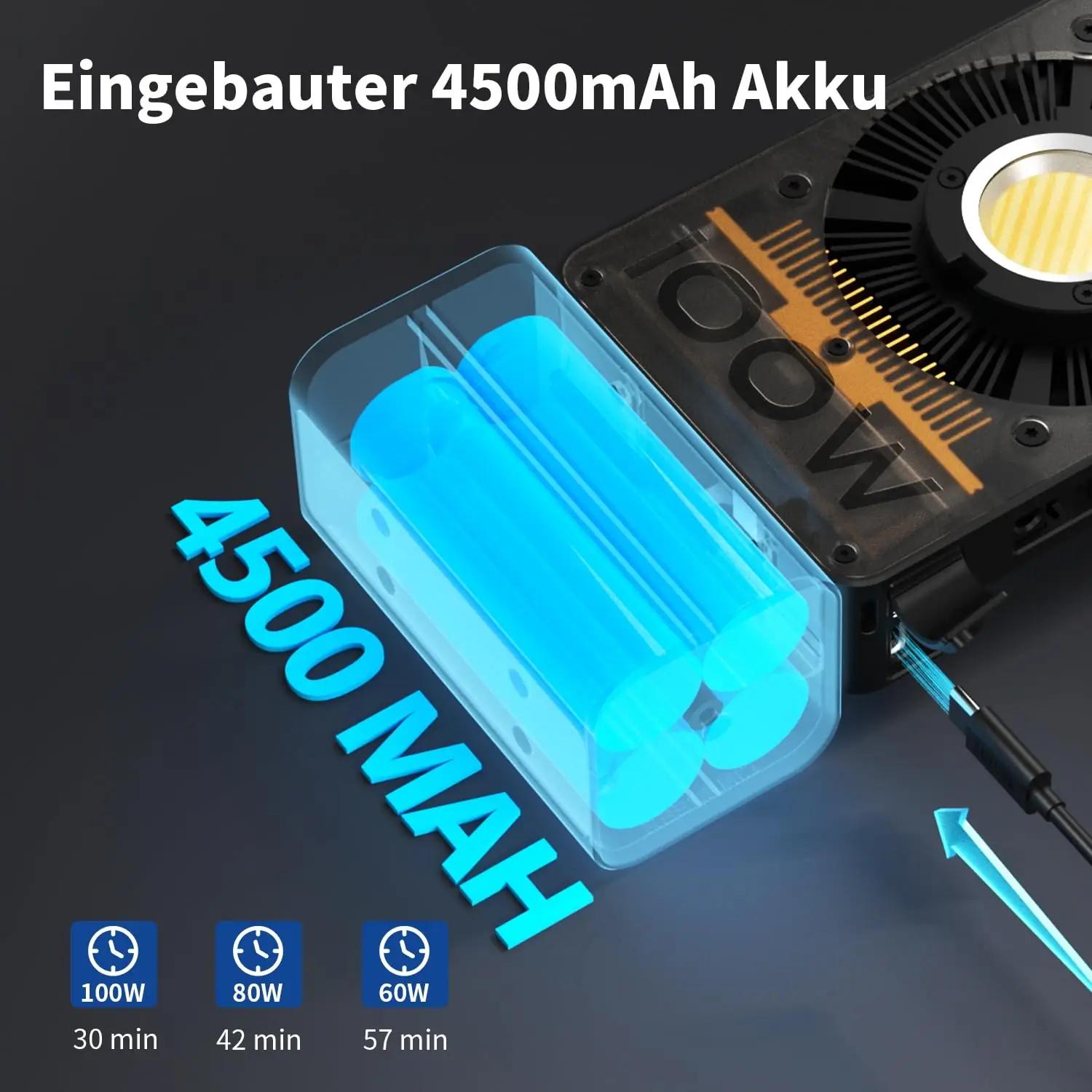 ZHIYUN kerge COB-videovalgus 100W – kaasaskantav ja akuvõimas – pakend ja tarvikud