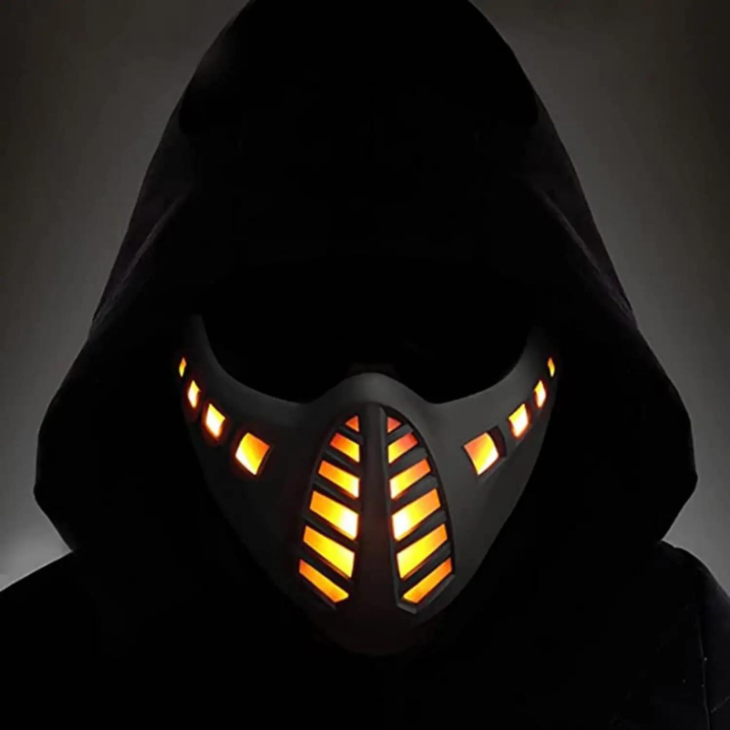 Zhongren LED-iga cyberpunk näomask – tugev nailon, kostüümiks