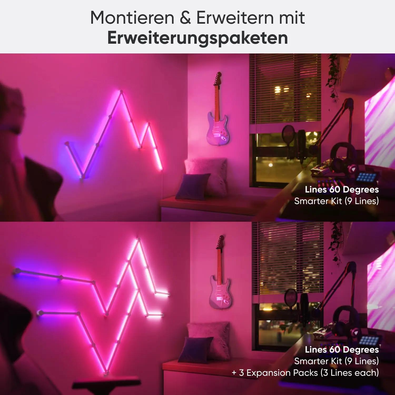 Nanoleaf dekoratiivne LED-komplekt — paindlik seinaekraan – pakend ja tarvikud