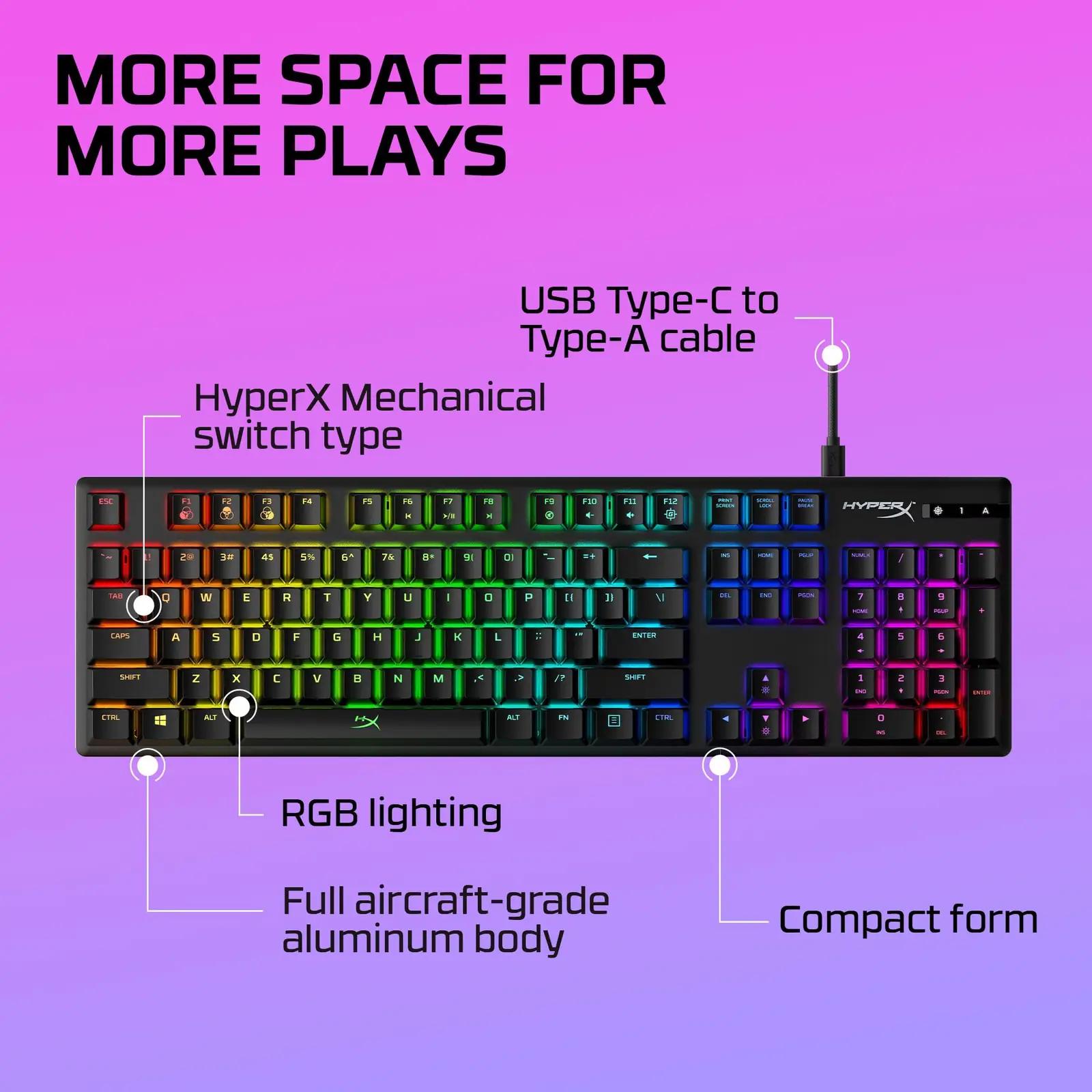HyperX vastupidav alumiiniumist mängutastatuur – clicky Blue – pilt 7