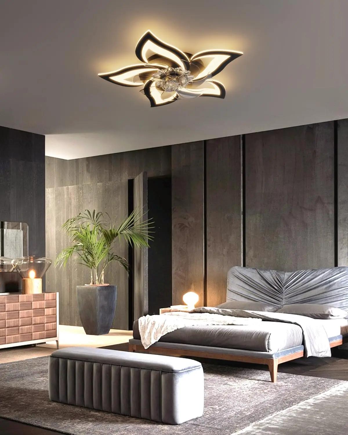 YUNLONG modernne lakkeheitega ventilaator-illuminatsioon must – pilt 7