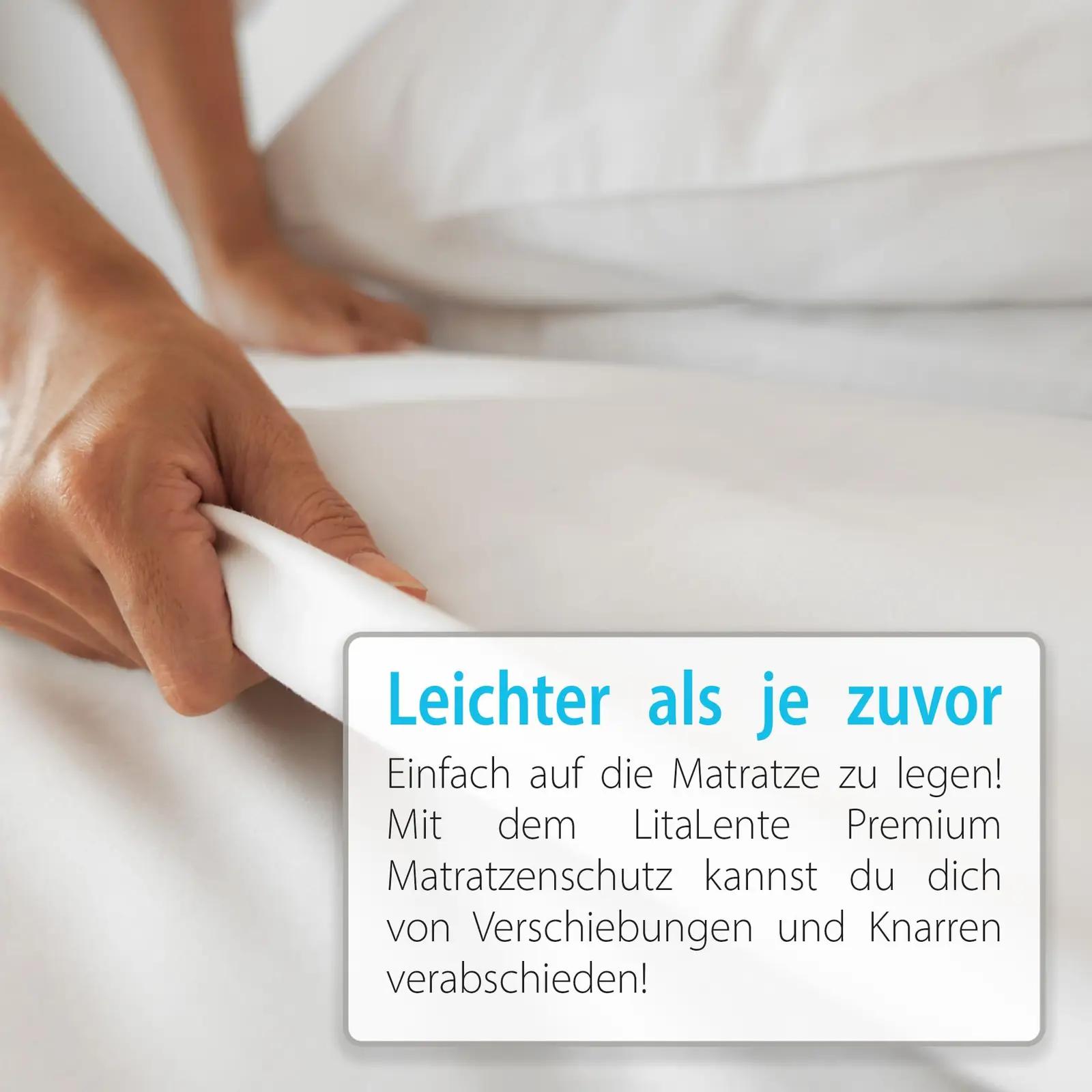 LitaLente veekindel molton kattemadrats 200 x 220 cm — hingav – pakend ja tarvikud