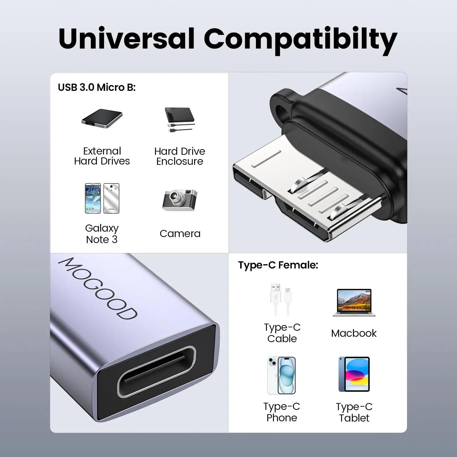 MOGOOD vastupidav alumiiniumadapter USB-C kasutuseks ja reisiks – detailne vaade