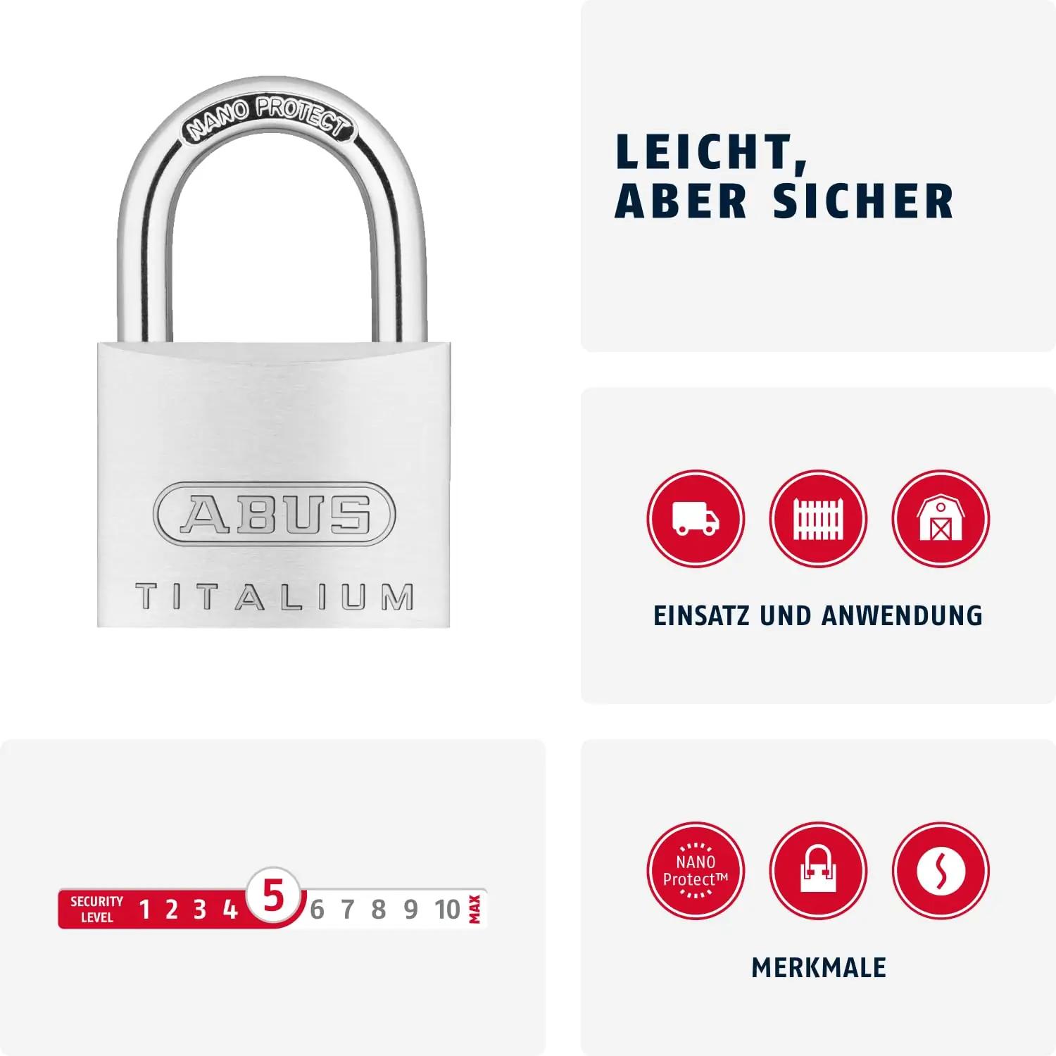 ABUS Titalium 4-osaline kaitsev ripats charm — kergest – detailne vaade