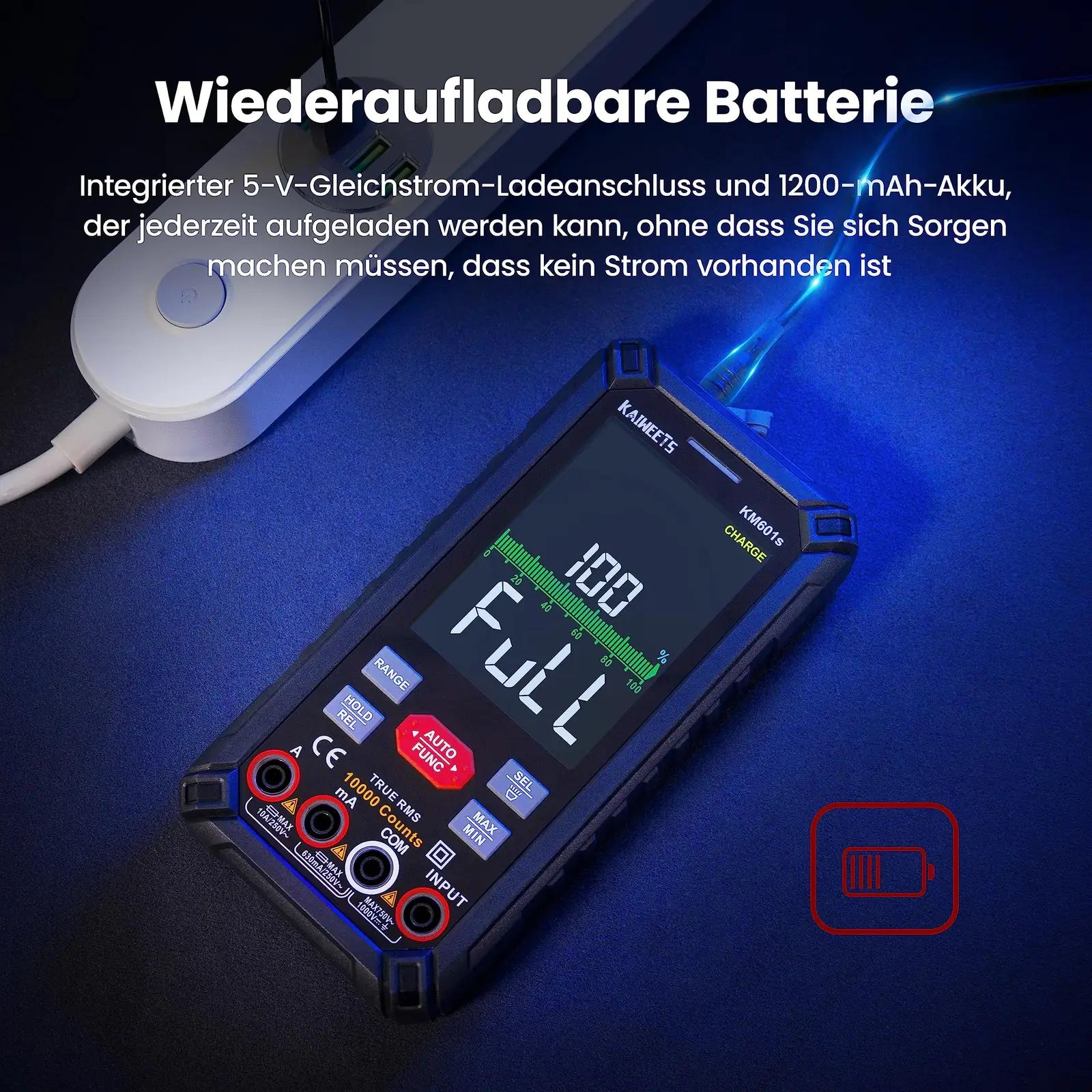 KAIWEETS täpsusmultimeter KM601S – laaditav, True RMS mõõtmine – lisavaade