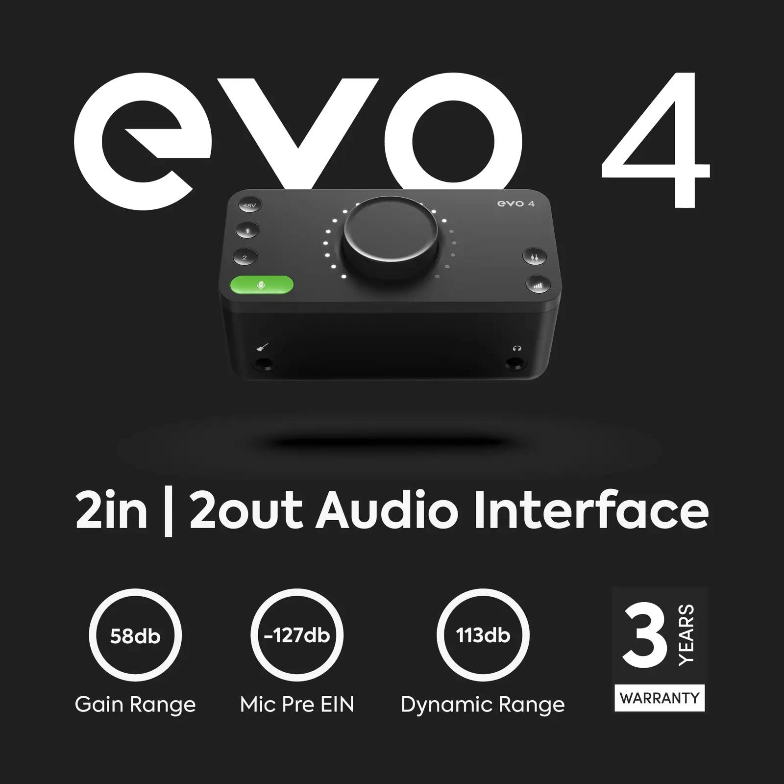 Audient muusikariistad ja dj-varustus EVO4 – pakend ja tarvikud