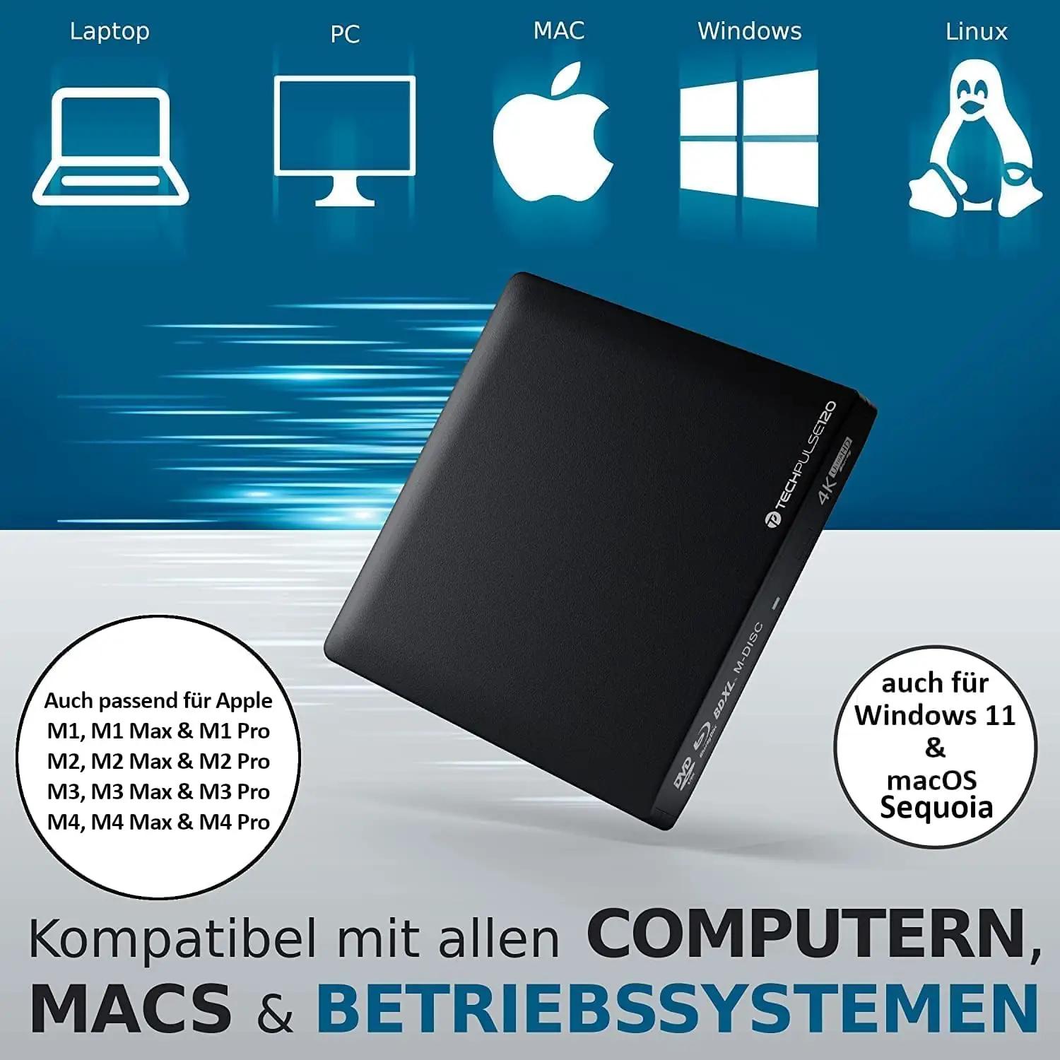 techPulse120 alumiiniumist UltraSlim Blu-ray kirjutaja — – pakend ja tarvikud
