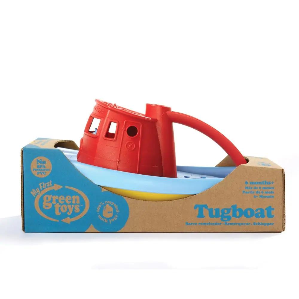 Green Toys vastupidav vankrilaadse disainiga punane paat lapsele – kasutusnäide