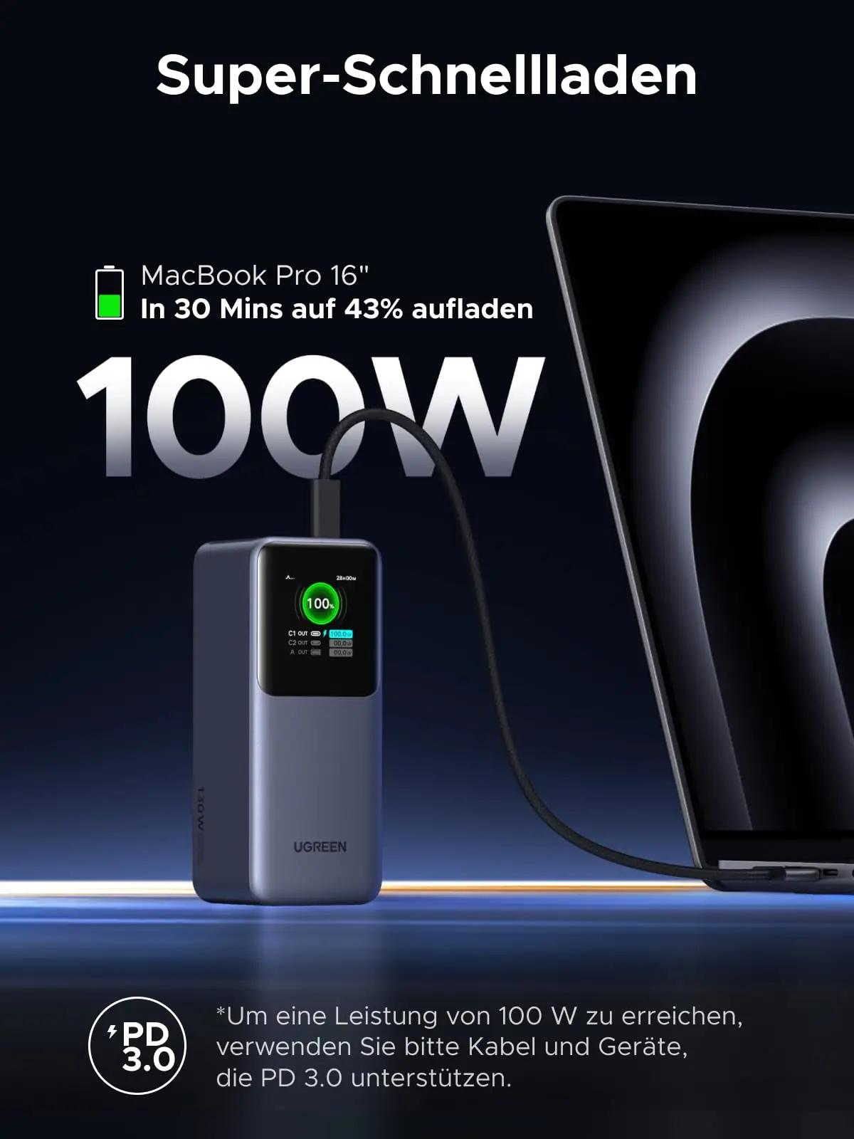 UGREEN tugev 20000 mAh veekindel powerbank – kiire laadimine – detailne vaade