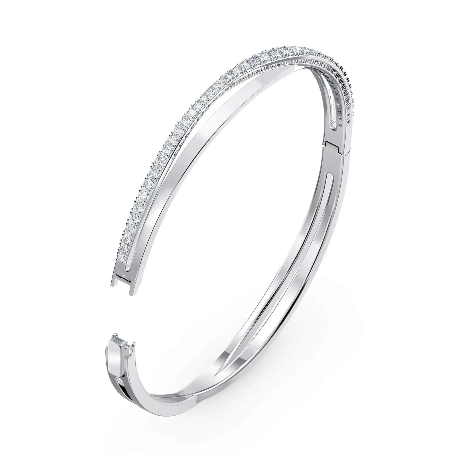 Swarovski hõbedane Hyperbola käevõru — elevandiluule meenutav – detailne vaade