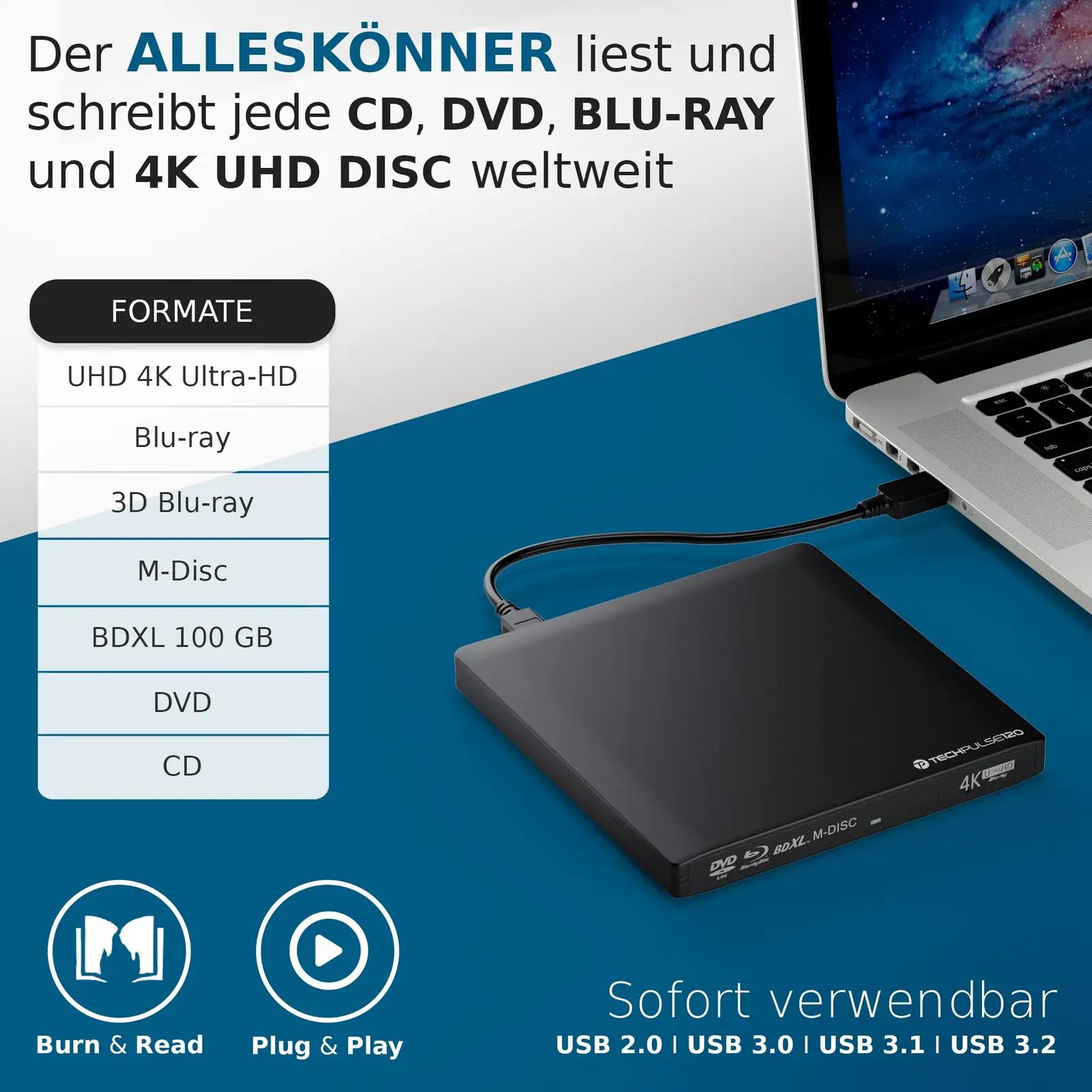 techPulse120 alumiiniumist UltraSlim Blu-ray kirjutaja — – detailne vaade