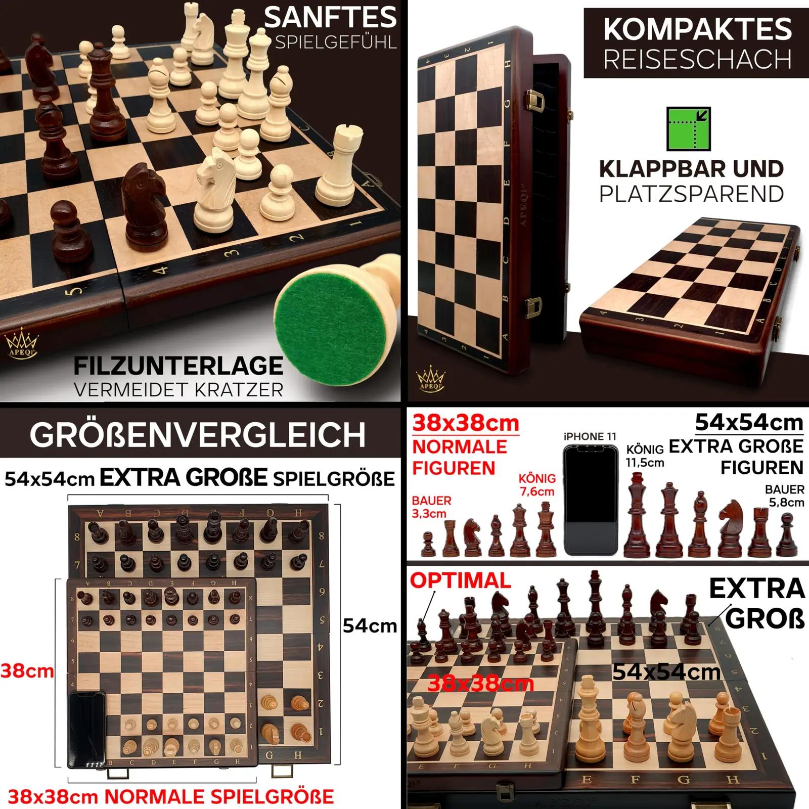 APEQi puidust malelaud 38×38 cm — kvaliteetne reisimäng – pilt 6