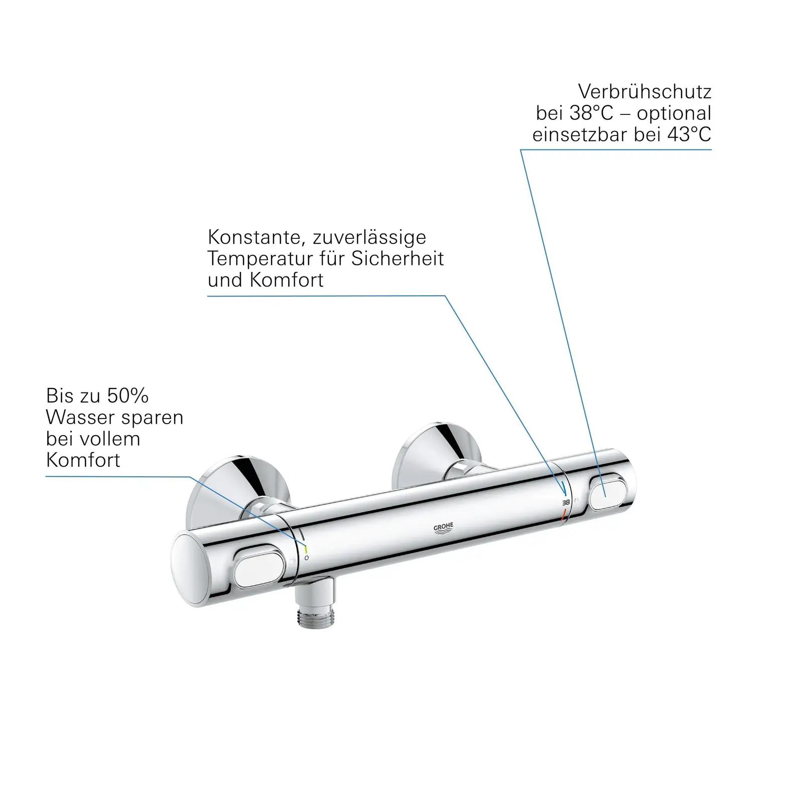GROHE kroomitud vesisäästlik dušisegisti — täpne termostaat – lisavaade