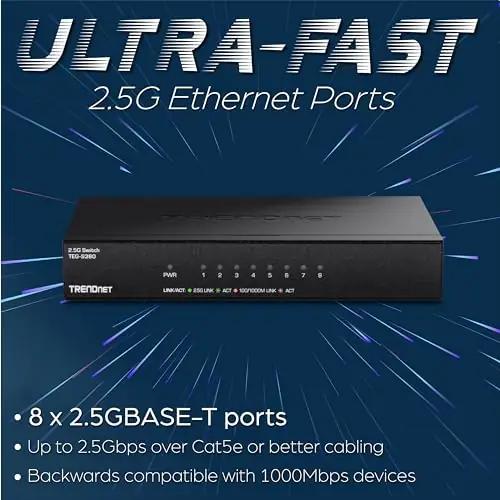 TRENDnet kiire 2,5 Gb 8-pordiline switch kodu- ja mänguruumile – kasutusnäide