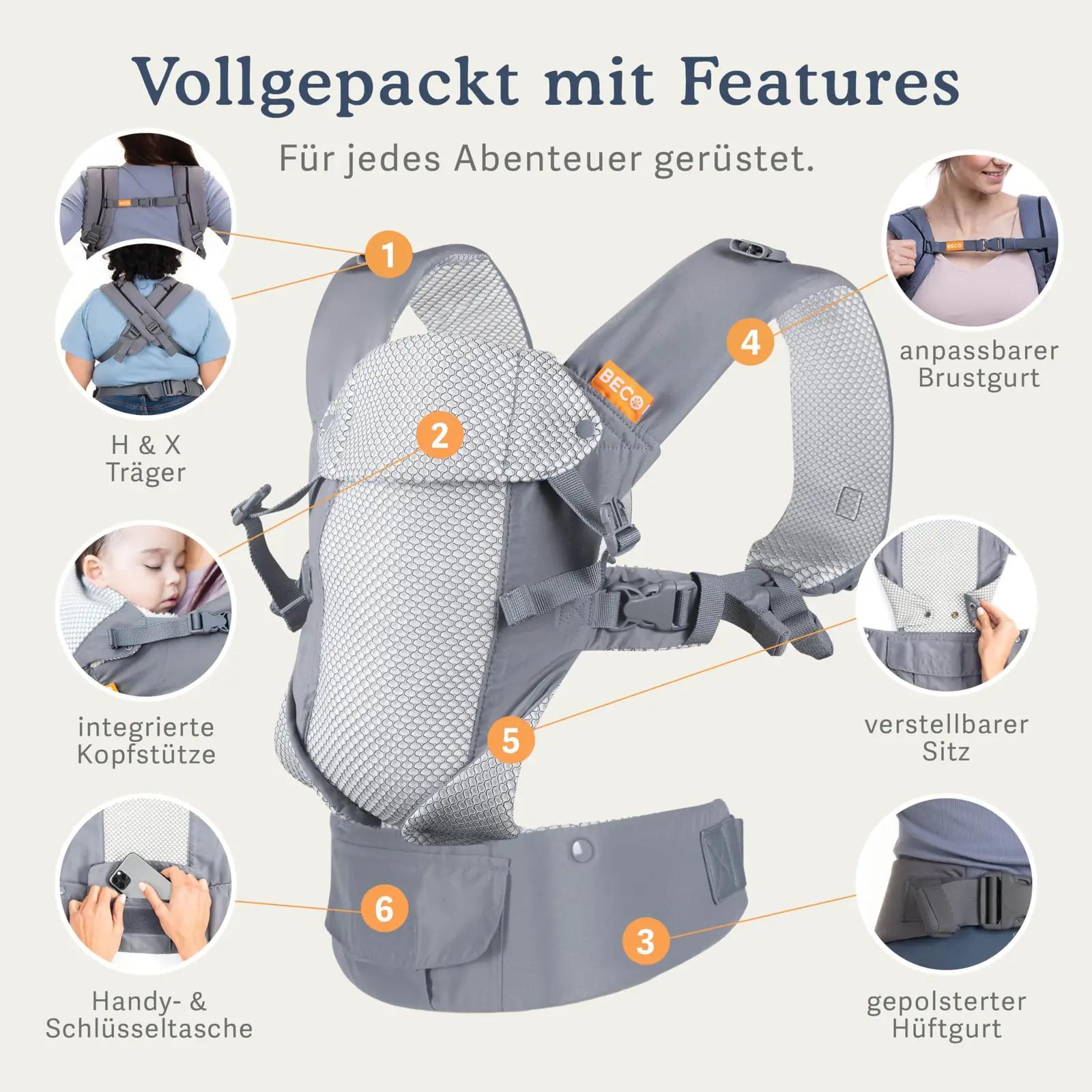 Beco ergonoomiline kanduja beebile — hingav 3D-mesh – pakend ja tarvikud