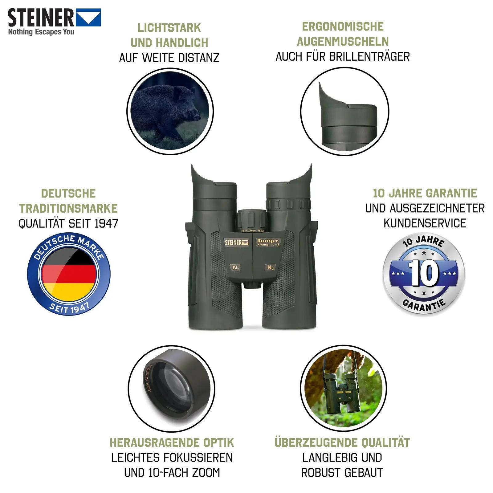 Steiner binokkel Ranger Xtreme 10×42 — vastupidav ja valgustugev – detailne vaade