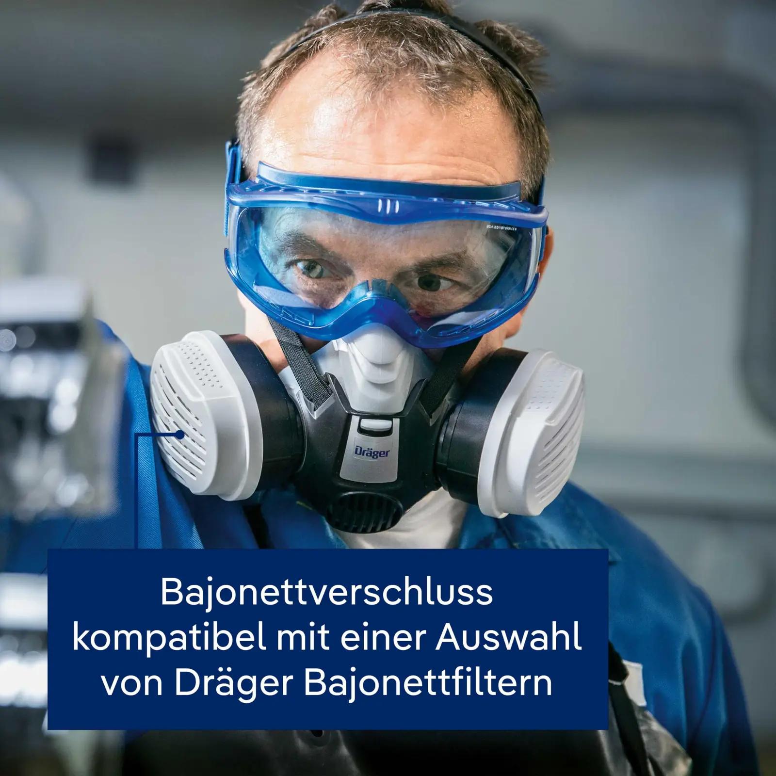 Dräger kaitsev poolmask – silikoonmaterjal, kemiatööde tarbeks – pilt 8