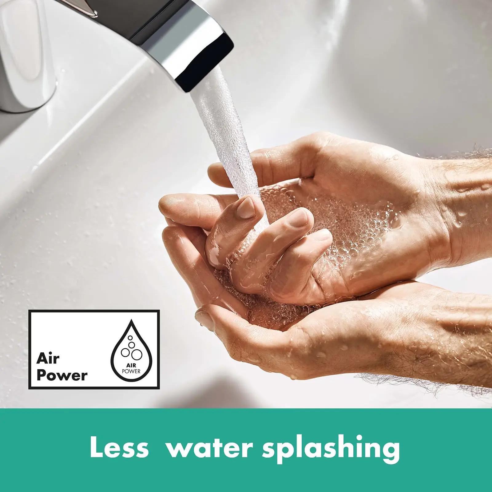 hansgrohe Vivenis kroom segisti – veesäästlik vannituppa – pakend ja tarvikud