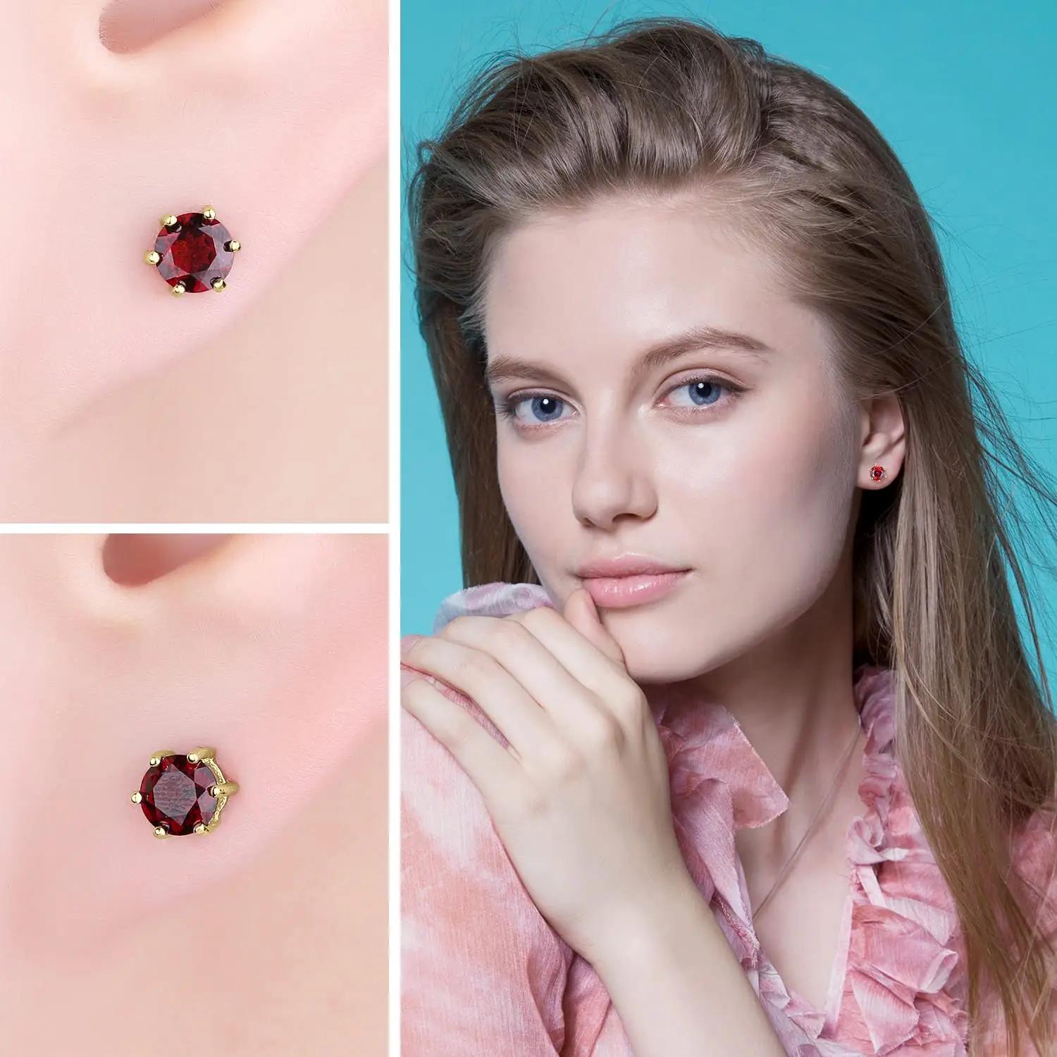 JewelryPalace sterlinghõbedast granaatripatsiga kõrvarõngad – kasutusnäide