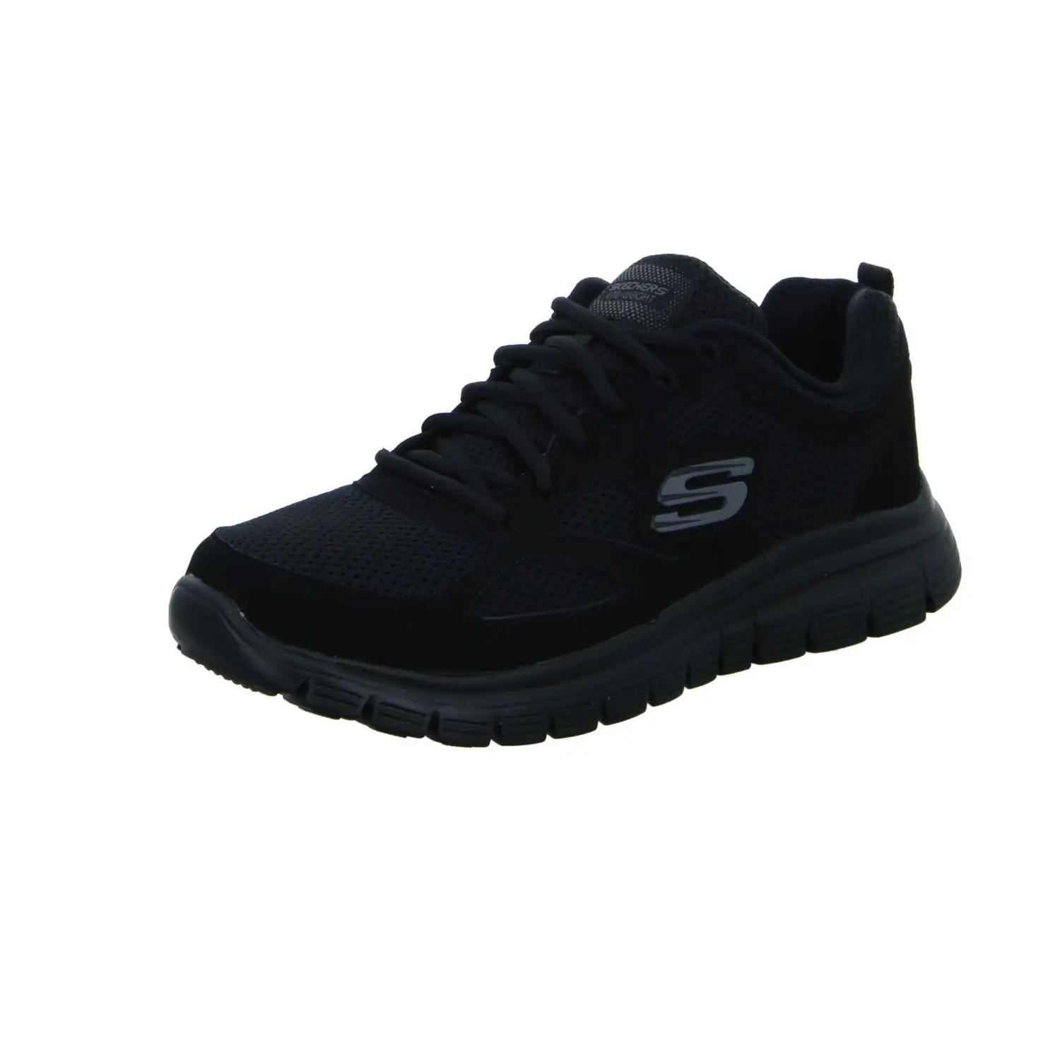 Skechers mugavad spordijalatsid mustast võrgust puhvriheinaga – detailne vaade