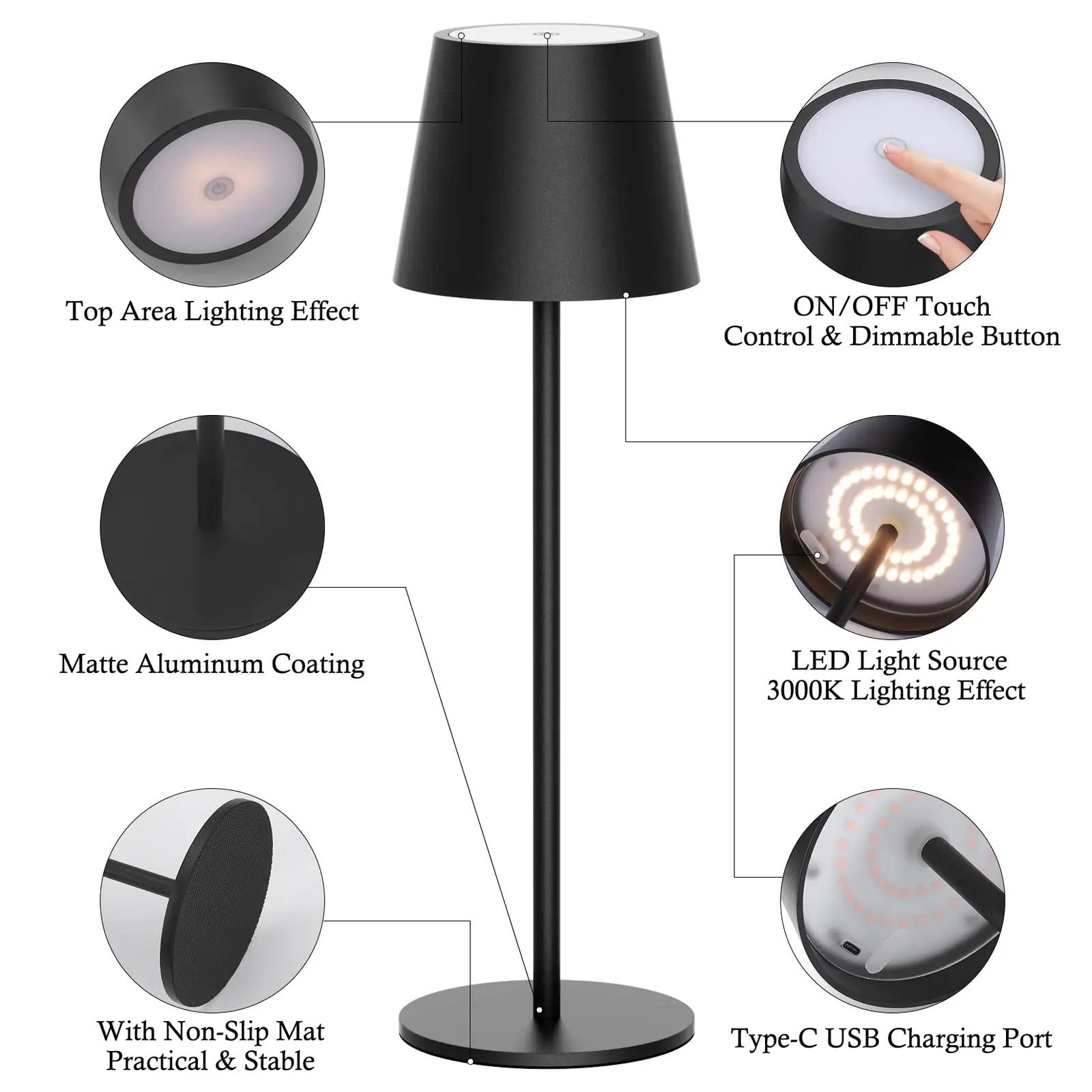 Klighten stiilne aluminiumlaudlamp kaheosaline, veekindel – detailne vaade