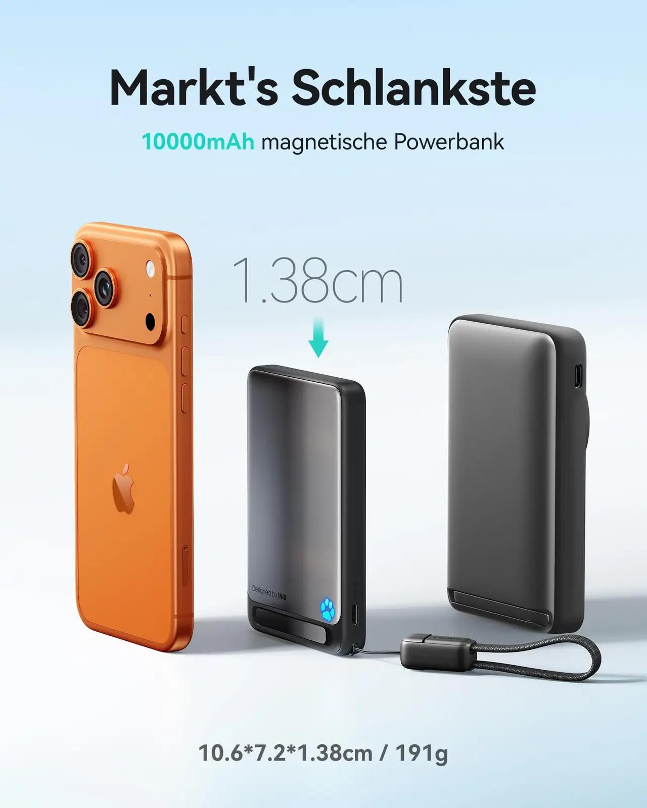 INIU magnetiline 10000 mAh Powerbank – õhuke mobiililaadija P73 – kasutusnäide