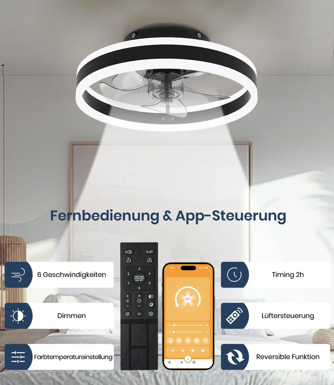Nalezuns modernne laeventilaator‑valgusti akrüülist – lisavaade