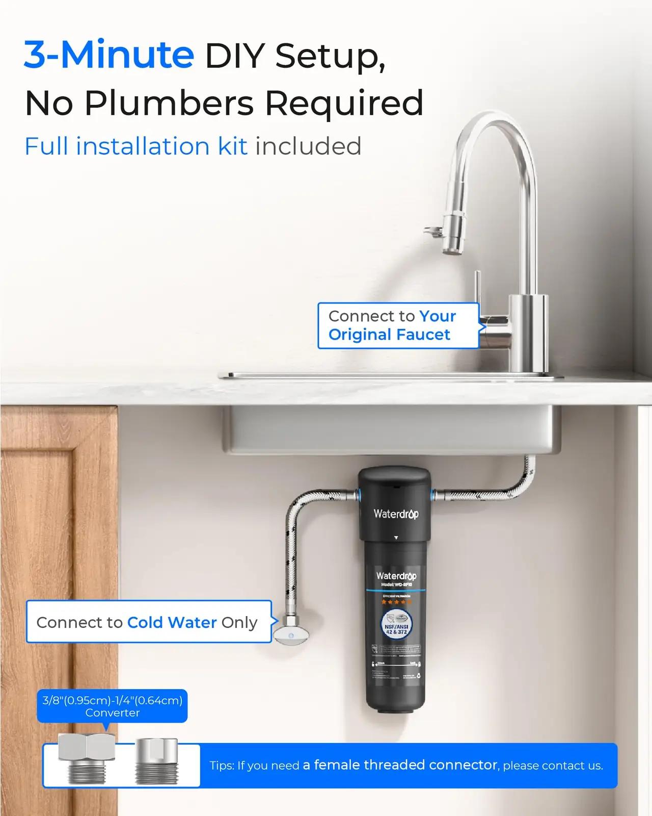 Waterdrop allapandav veefilter WD-10UA — puhas joogivesi kööki – lisavaade