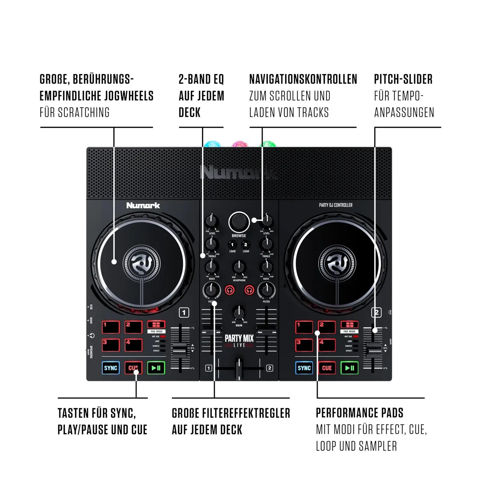 Numark Party Mix Live — kaasaskantav DJ-komplekt pidudeks ja – lisavaade