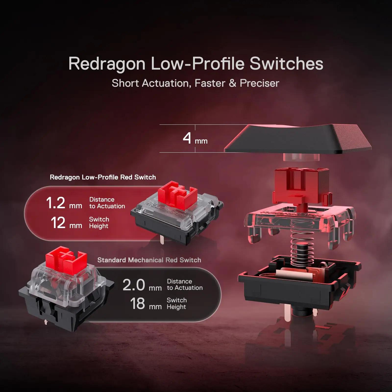 Redragon stiilne mehaaniline K618 klaviatuur – RGB ja tri-režiim – pilt 6