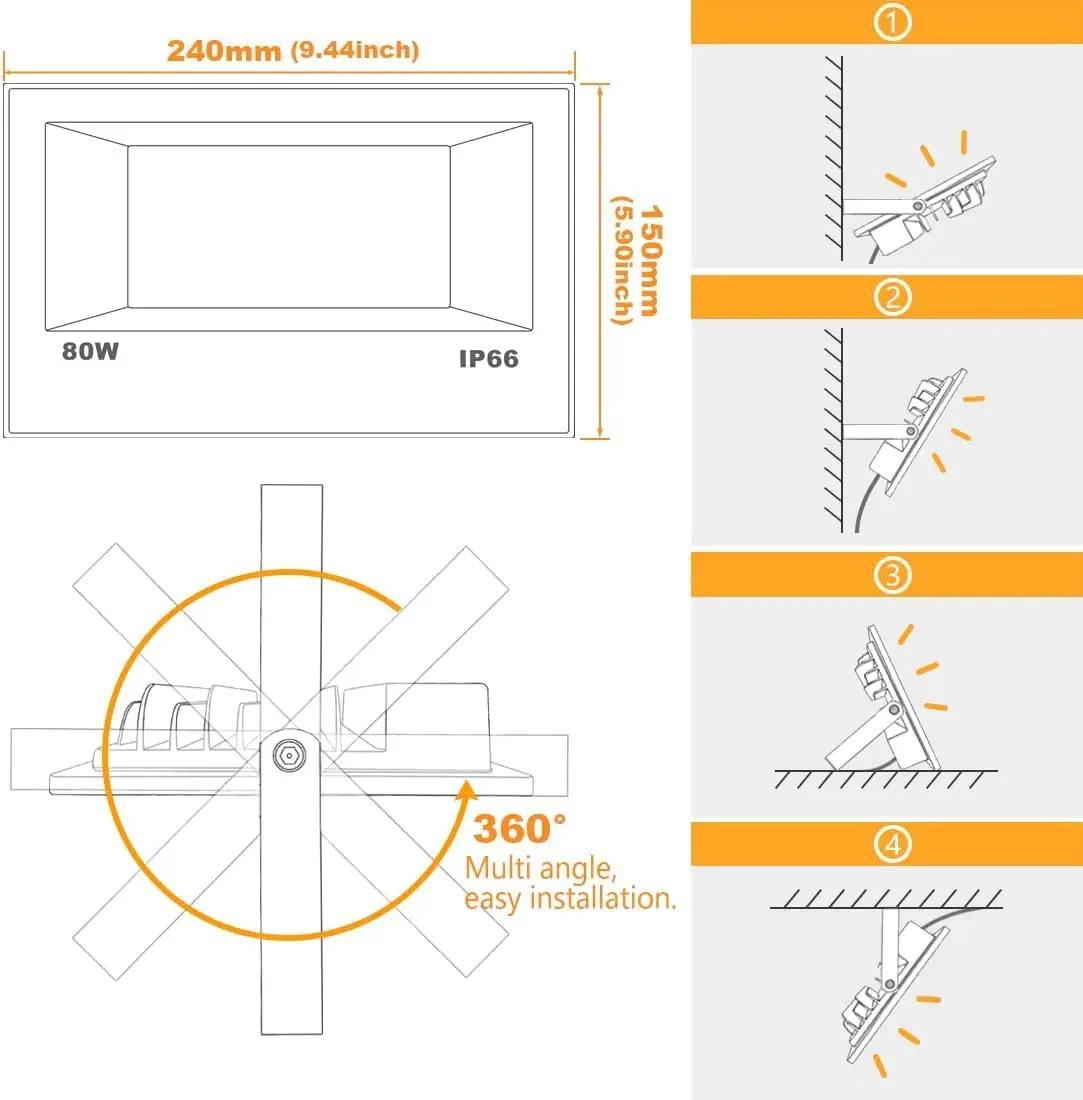 Neliwo alumiiniumist välisvalgusti 2×80W RGB Dimm – pilt 7