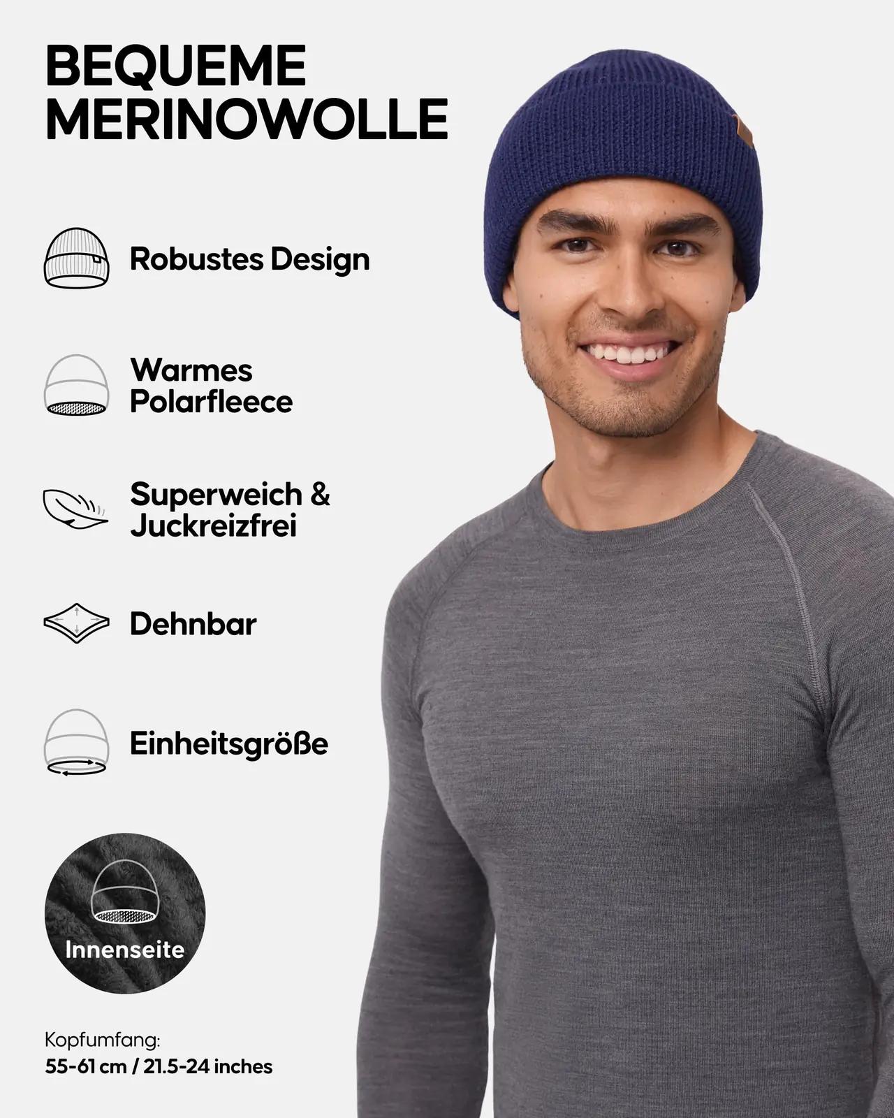 DANISH ENDURANCE meriinovillane talvemüts – soe ja veniv – detailne vaade