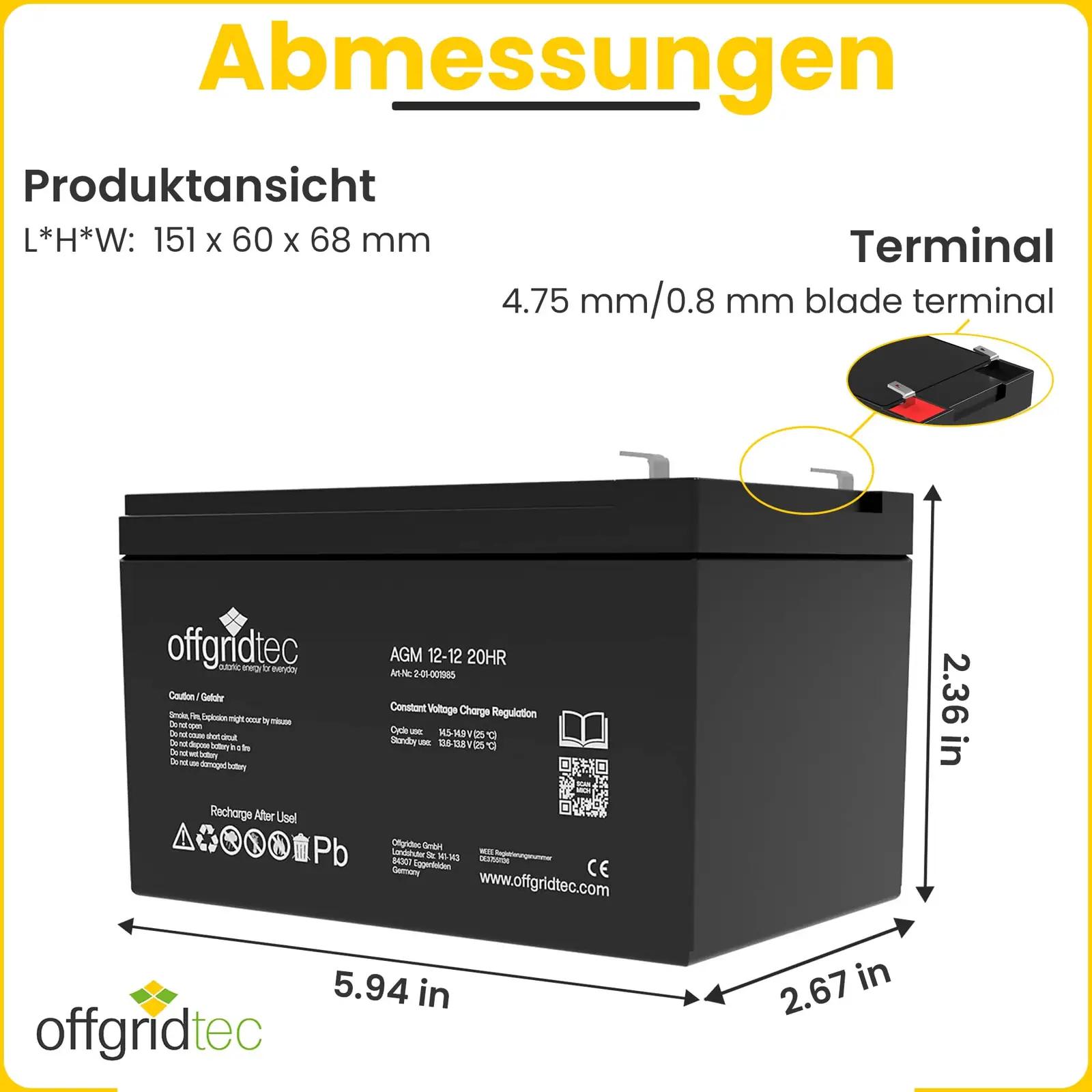 Offgridtec 2-01-001985 sügavtsükliga akud – detailne lähivaade