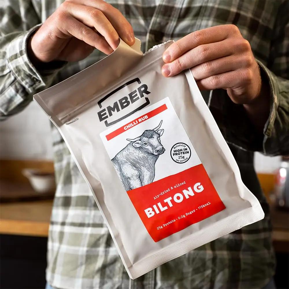 EMBER maitsev biltong tšilliga — valgurikas suupiste 500g – kasutusnäide
