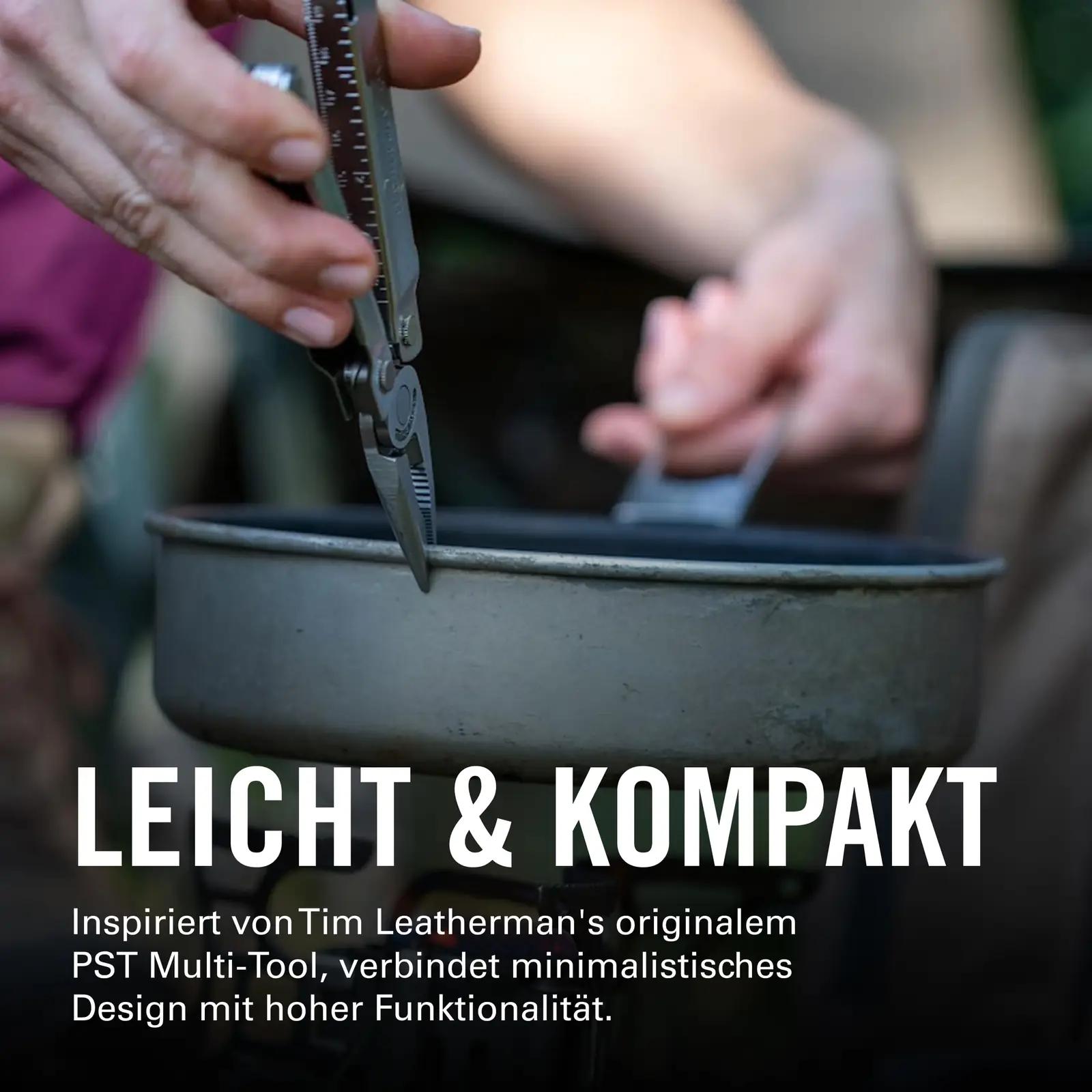 LEATHERMAN roostevaba Bond multitööriist matkaks ja kingiks – pakend ja tarvikud