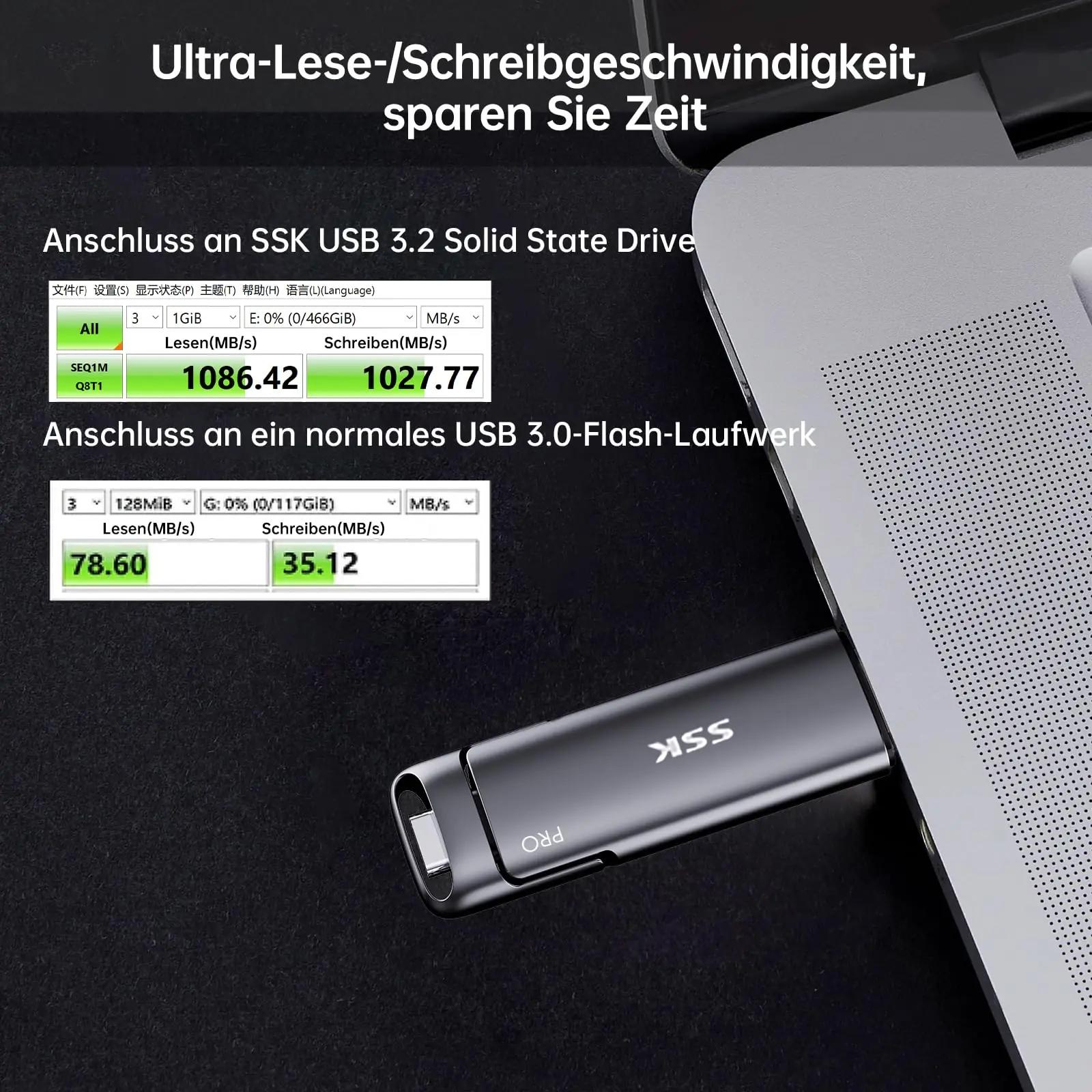 SSK kiirlaetav väline SSD 1TB — kompaktne ja vastupidav – pakend ja tarvikud