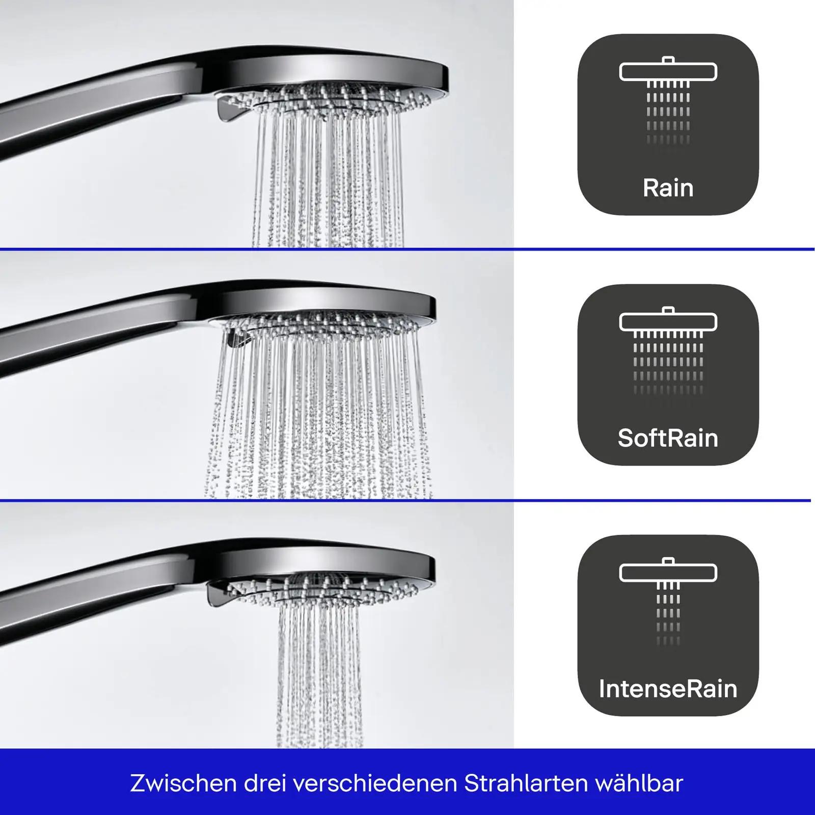 Duravit kroomitud käes dušipea 3 voolurežiimiga – sile silikoon – lisavaade