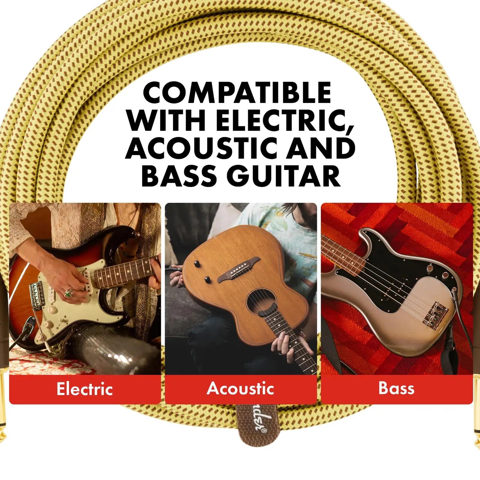 Fender tweed-kattega instrumentikaabel – vastupidav 7,5 m – pakend ja tarvikud
