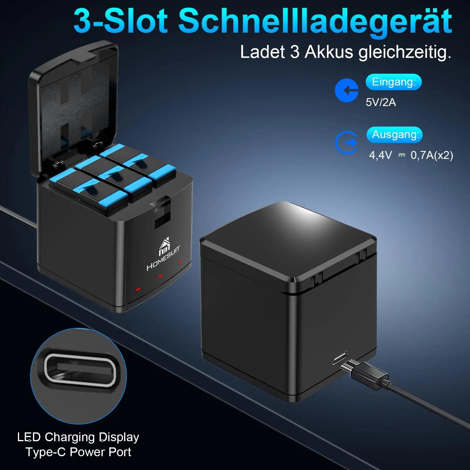 Homesuit laadimiskomplekt: 3x 1800mAh akut ja Type-C laadija – lisavaade