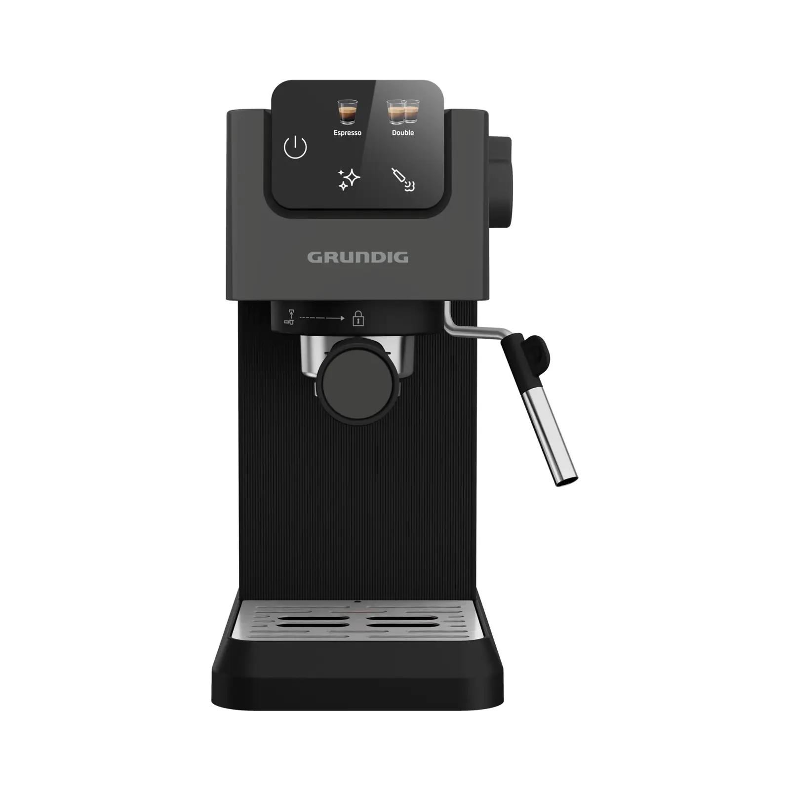 GRUNDIG kohvimasin – käsitööstiilis espresso ja piimavaht – detailne vaade